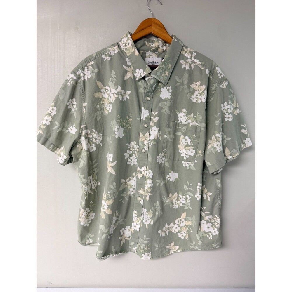 Goodfellow & Co Men's XXL Sage Green Floral Short Sleeve Button Up Shirt